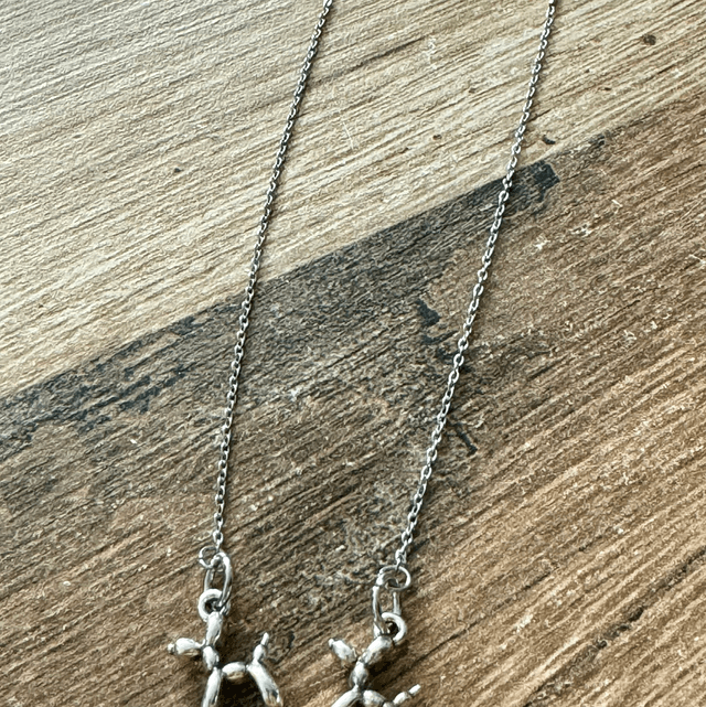 Silver Balloon Dog Threader Earrings