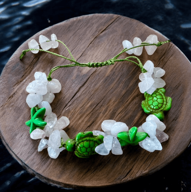 Turtle & Starfish Bracelet with Rose Quartz