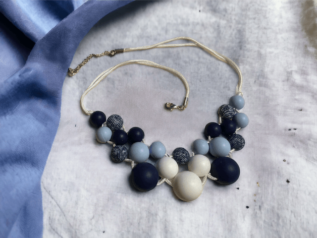 White and Blues Statement Necklace