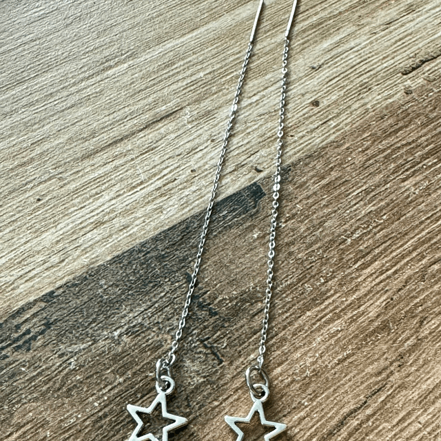 Silver Star Threader Earrings