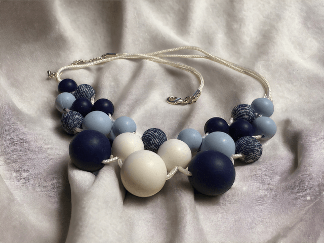 White and Blues Statement Necklace
