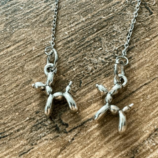 Silver Balloon Dog Threader Earrings