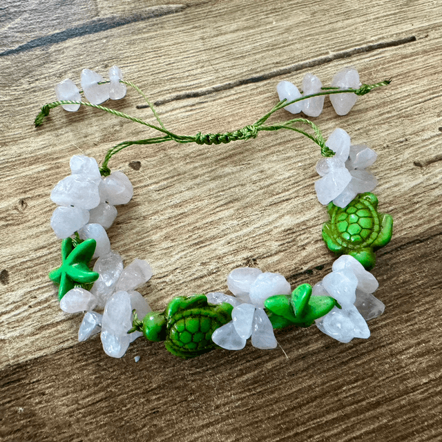 Turtle & Starfish Bracelet with Rose Quartz