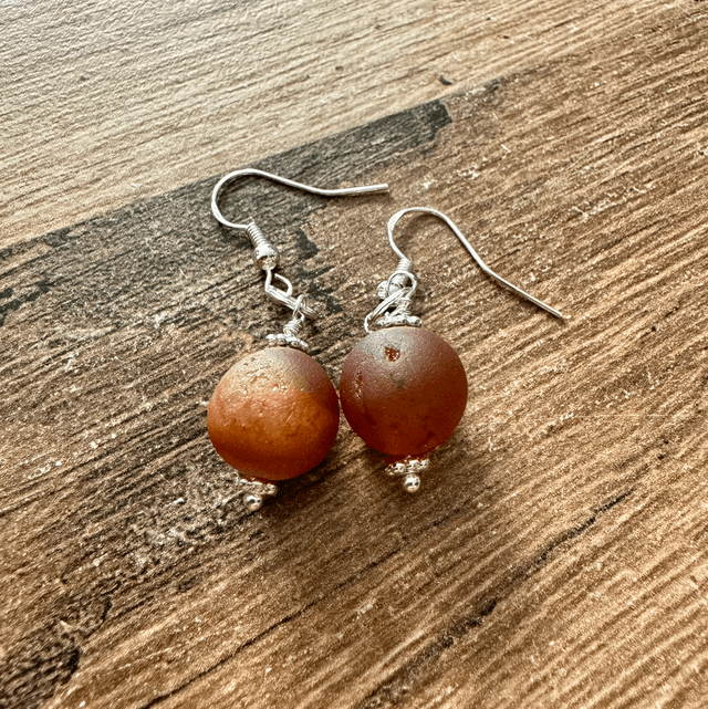 Druzy Orange Agate Earrings