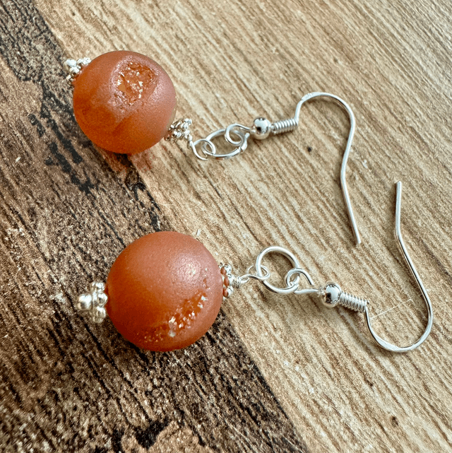 Druzy Orange Agate Earrings