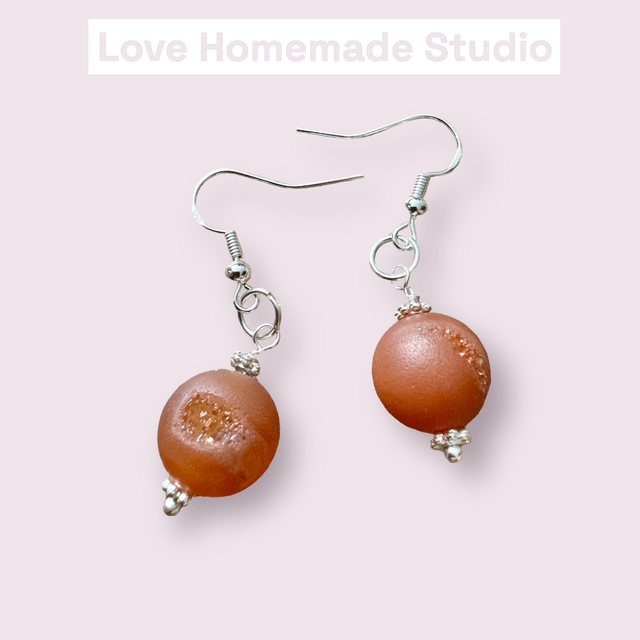 Druzy Orange Agate Earrings