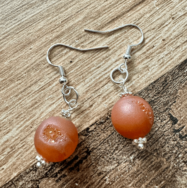 Druzy Orange Agate Earrings