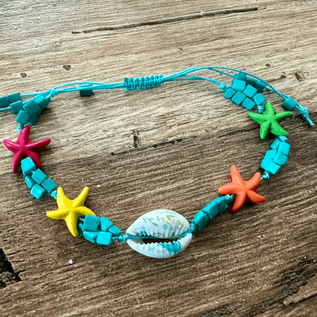 Cowrie Shell with Starfish and Amozonite