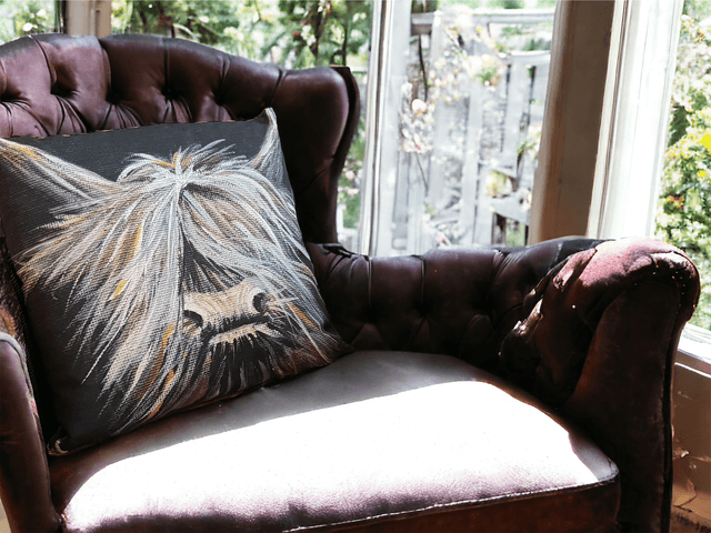 Luna, The Highland Moo Cushion