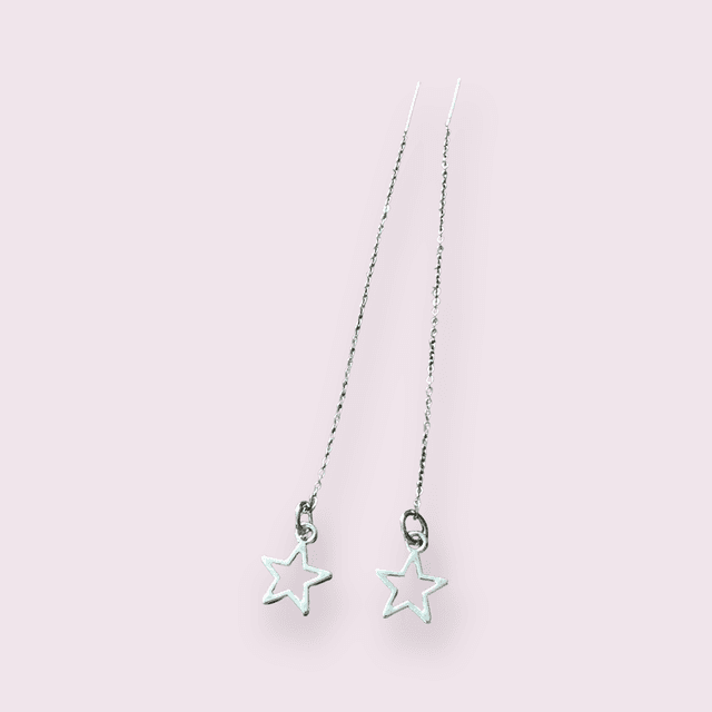 Silver Star Threader Earrings