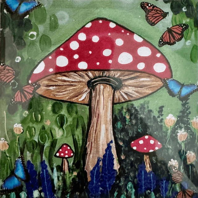 Toadstool &amp; Butterflies Greeting Card
