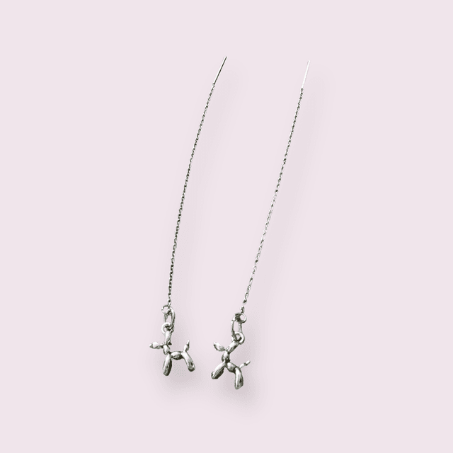 Silver Balloon Dog Threader Earrings